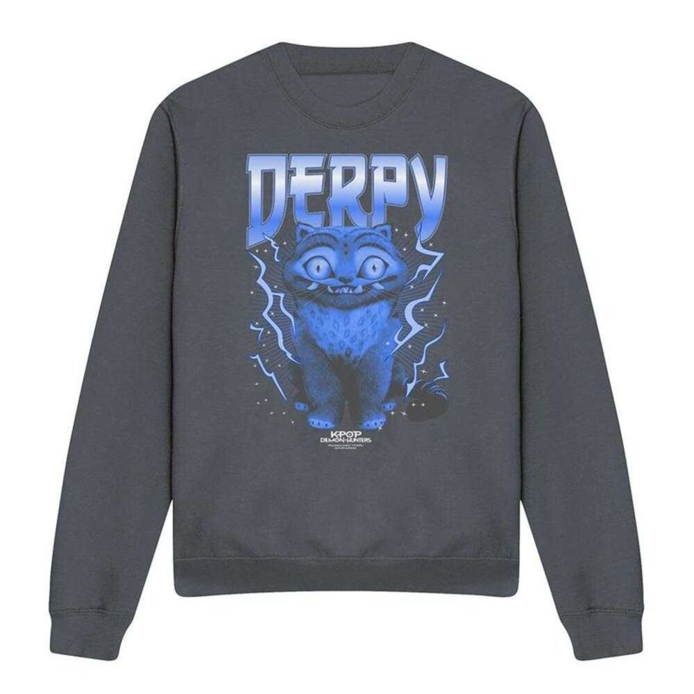 K-Pop Demon Hunters Unisex Adult Derpy Tiger Lightning Sweatshirt / Charcoal